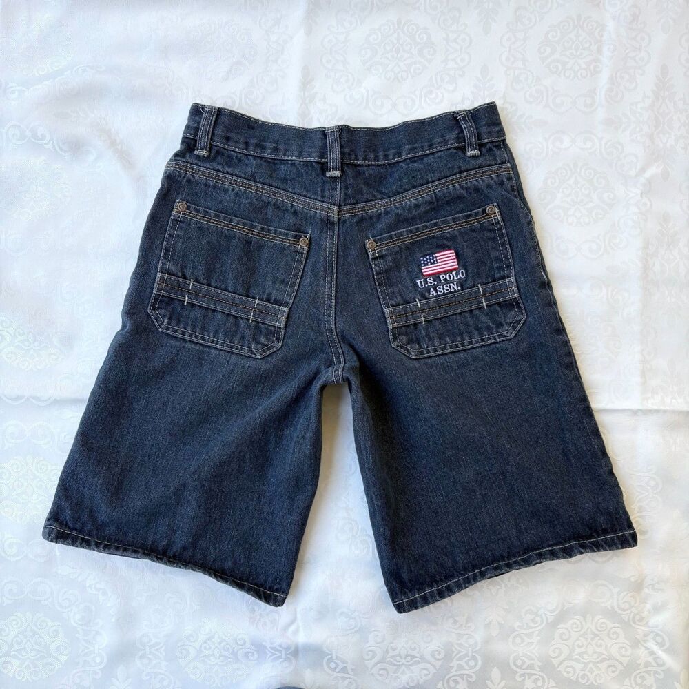 Vintage U.S. Polo Assn Kids Boys Jorts Jean Shorts 90s Grunge Baggy Size 12